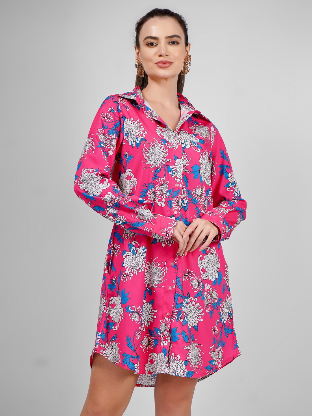 

Sukshat Floral Print A-Line Mini Dress, Pink