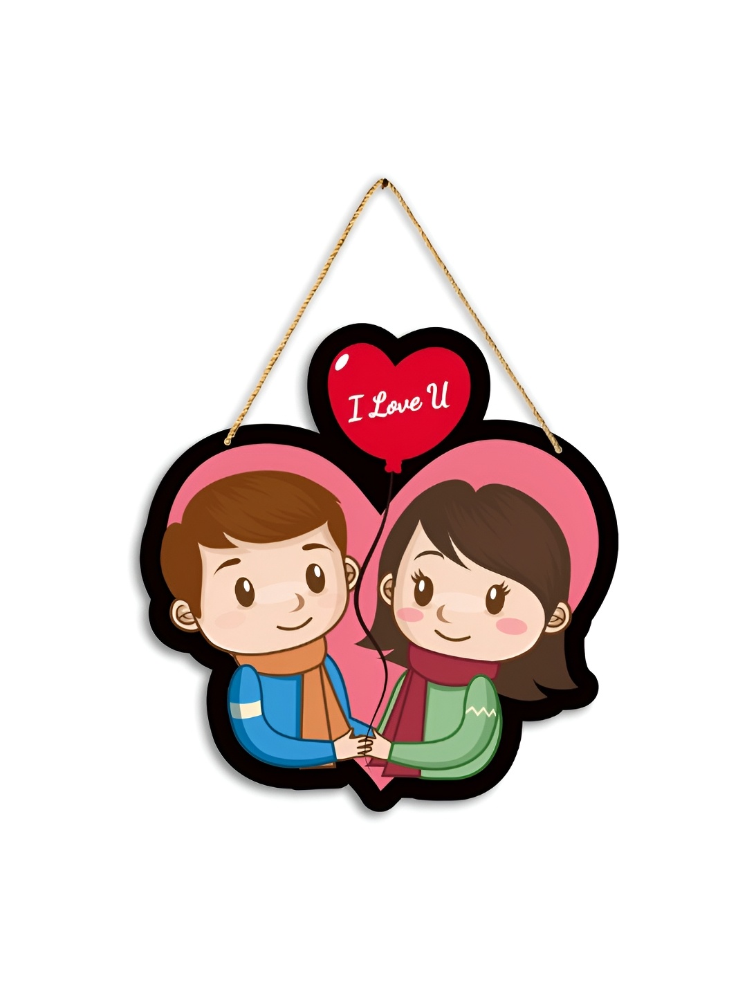 

CLAWCRAFTS Pink & Back Figurine Wooden Wall Hanging