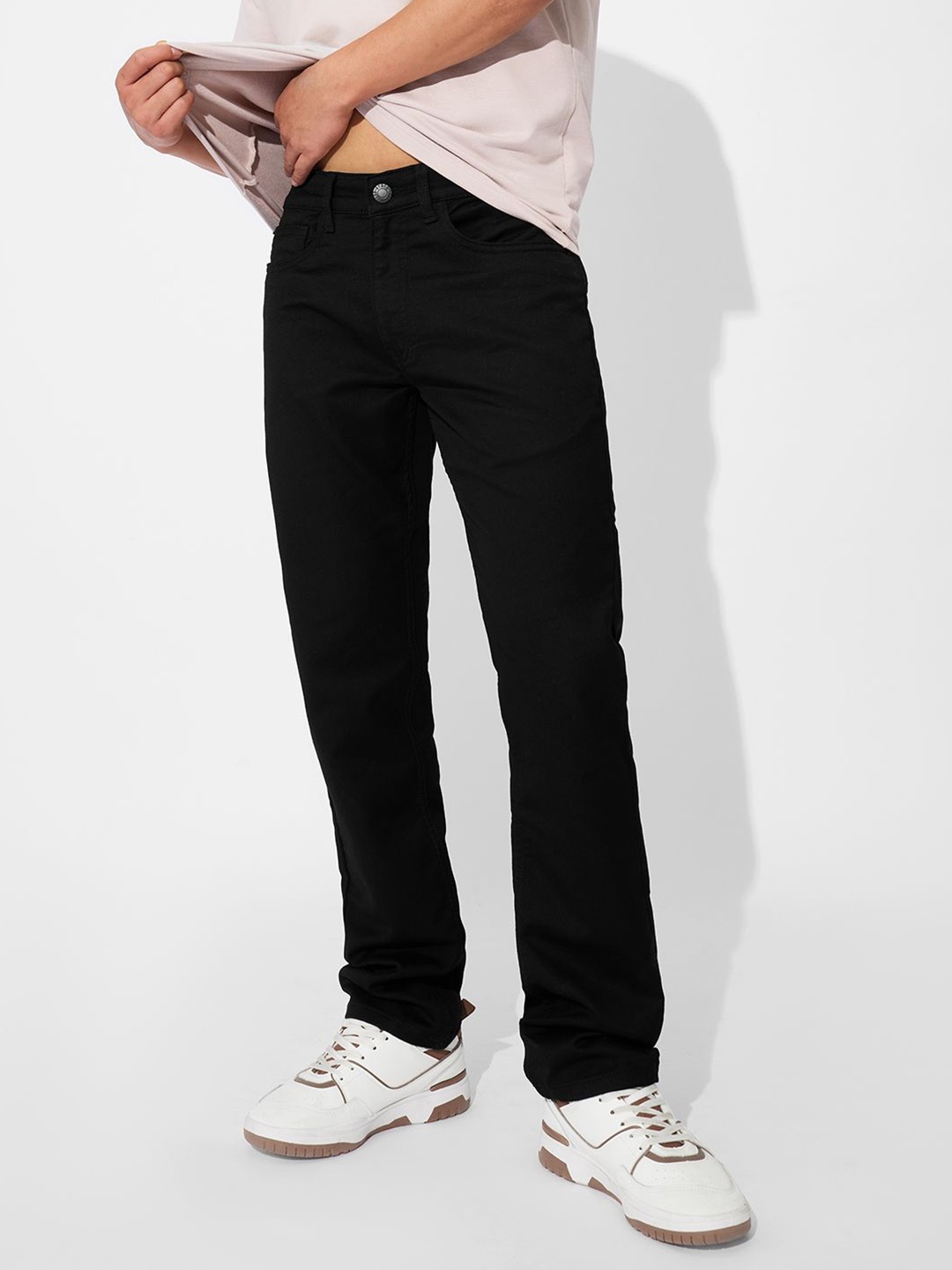 

The Souled Store Men Slim Fit Stretchable Jeans, Black