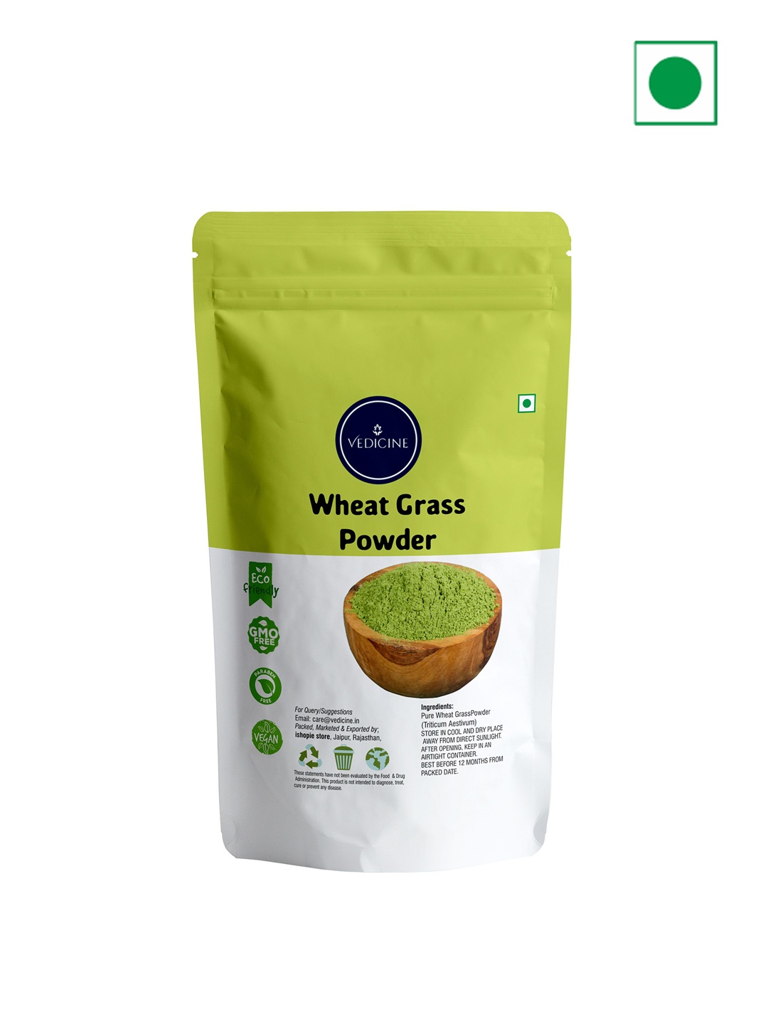 

VEDICINE Wheatgrass Powder-1000g, Brown