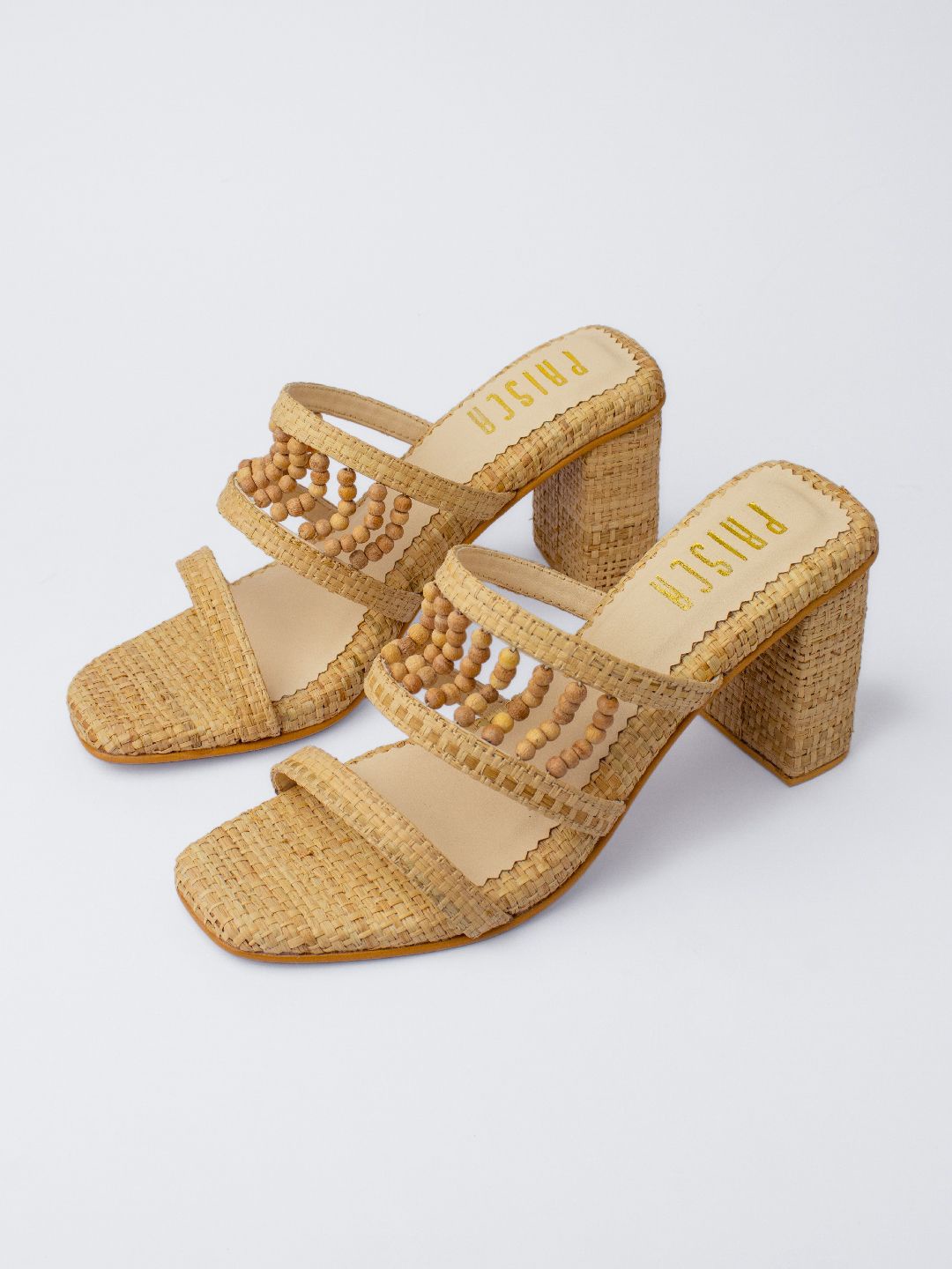 

House of Prisca Open Toe Block Heel Sandals, Beige