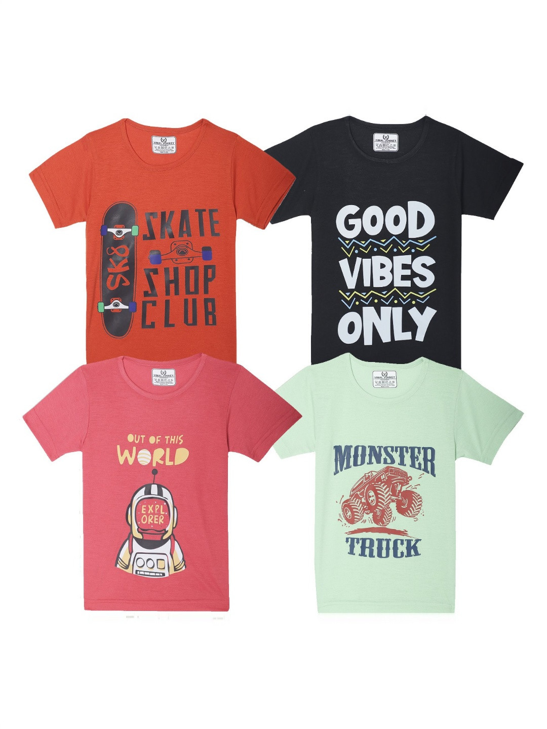 

VIMAL JONNEY Kids Typography 4 Printed T-shirt, Multi