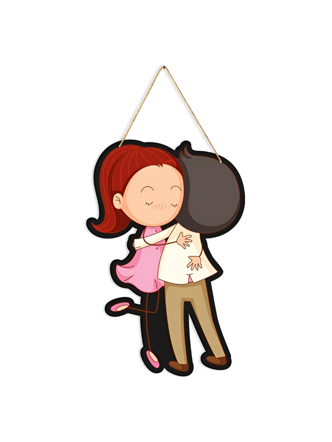 

CLAWCRAFTS Pink & White Couple Hanging Wooden Wall Art