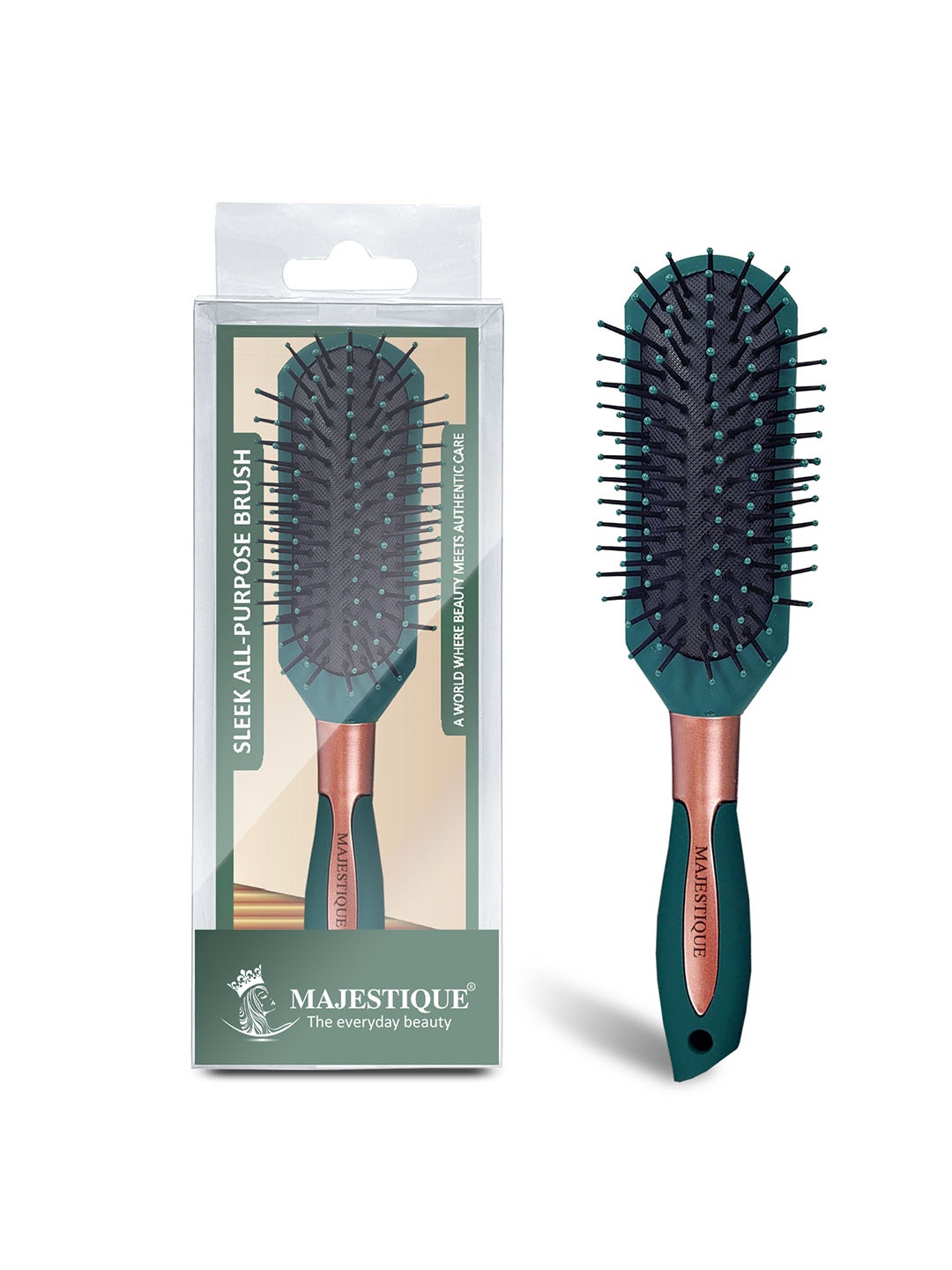 

MAJESTIQUE 7 Row Styling Hair Brush For Separating-Shaping & Defining Curly Hair, Green