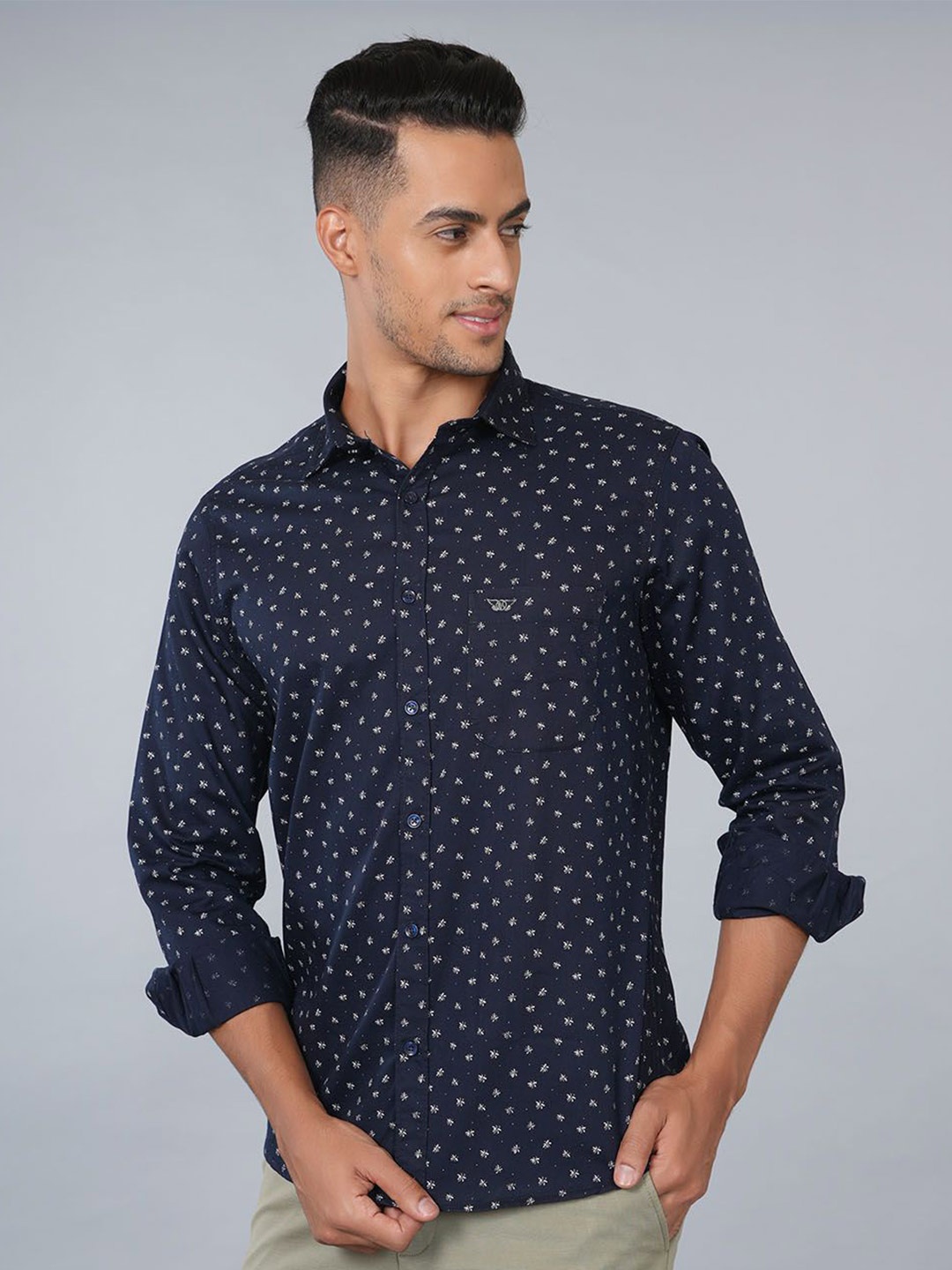 

Ostermann Men Floral Opaque Printed Casual Shirt, Navy blue