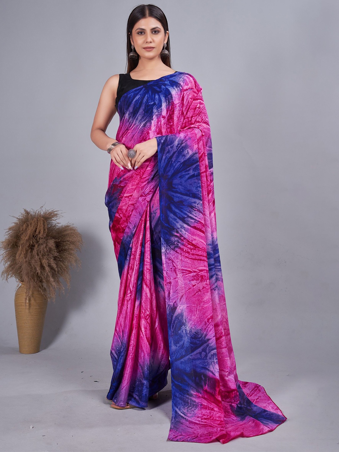 

Panzora Tie and Dye Ready to Wear Saree, Blue