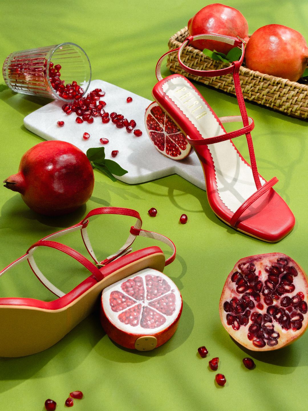 

House of Prisca Printed Block Heel Sandals, Red