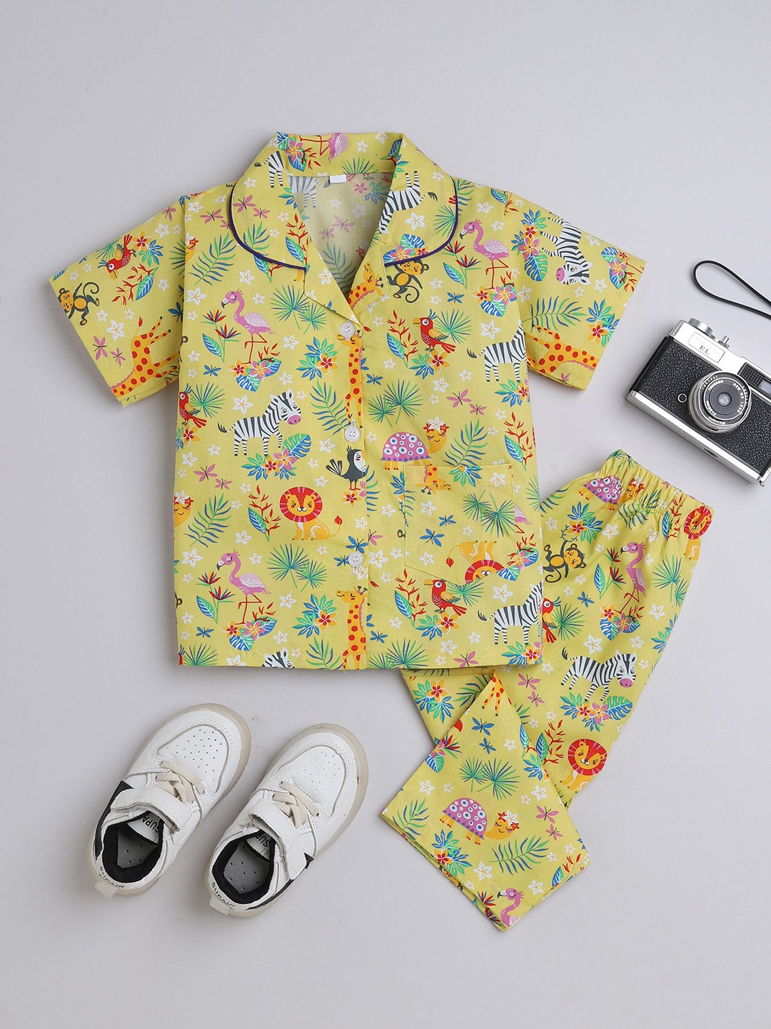 

The Magic Wand Boys Printed Night suit, Yellow