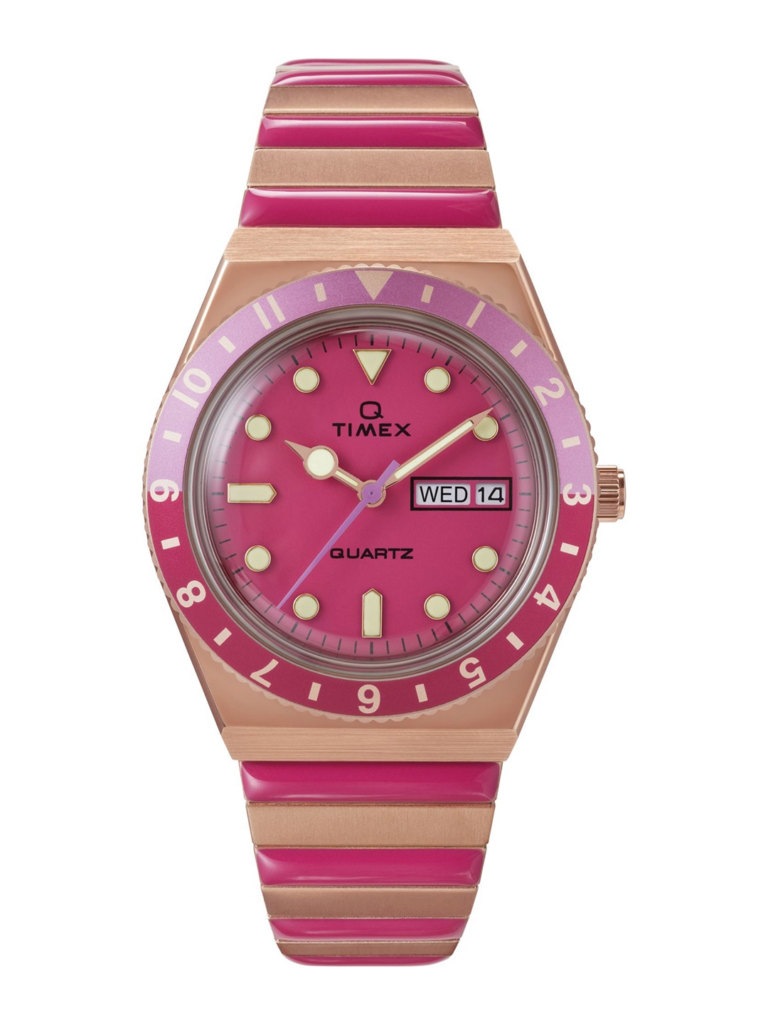 

Timex Women Embellished Dial & Stainless Steel Bracelet Style Straps Analogue Watch TW2W41000UJ, Pink