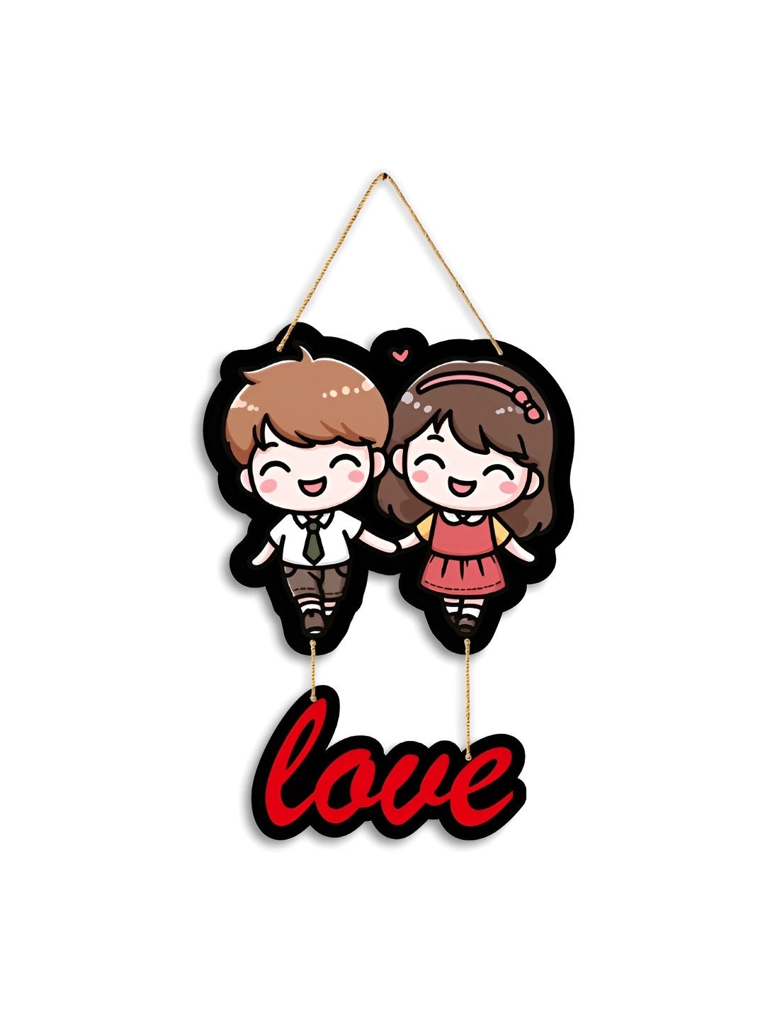 

CLAWCRAFTS Red & Cream Colored Couple Printed Wooden Wall Art