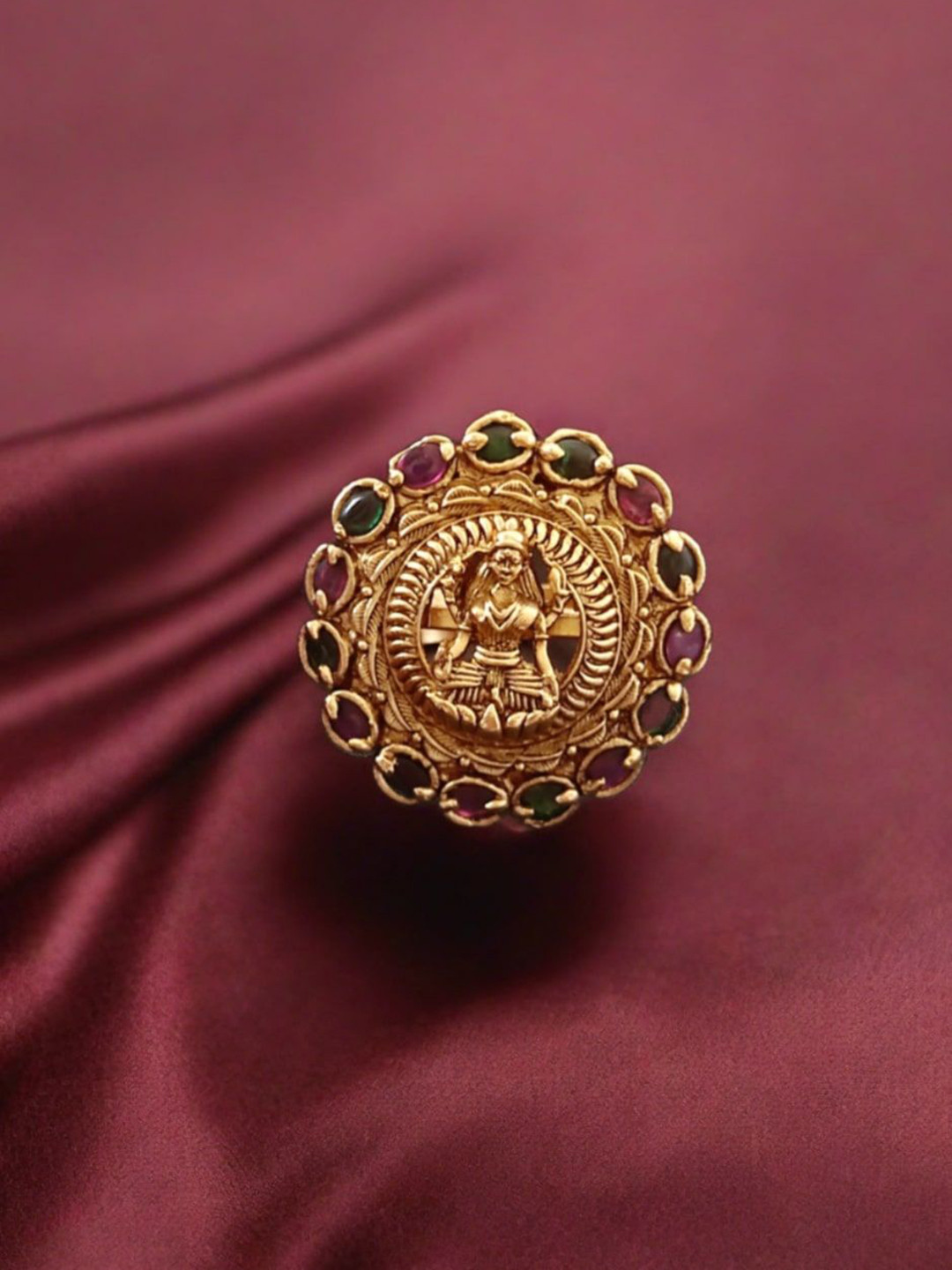 

Pihtara Jewels Gold-Plated Stone Studded Finger Ring