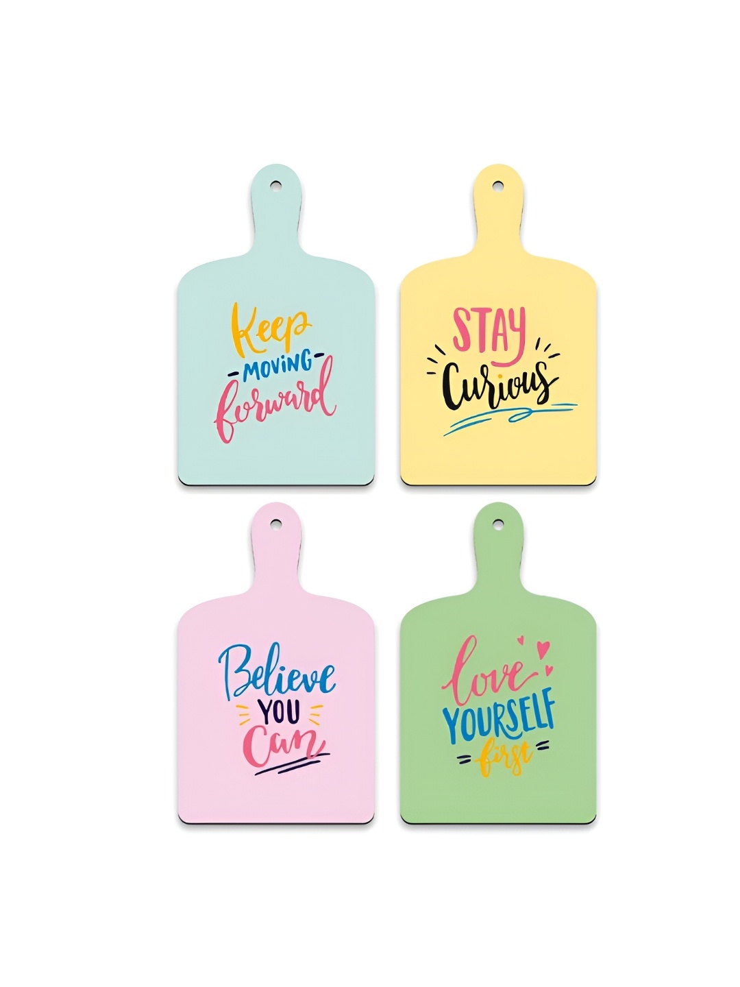 

CLAWCRAFTS Yellow & Pink 4 Pieces Typography Wood Wall Decor