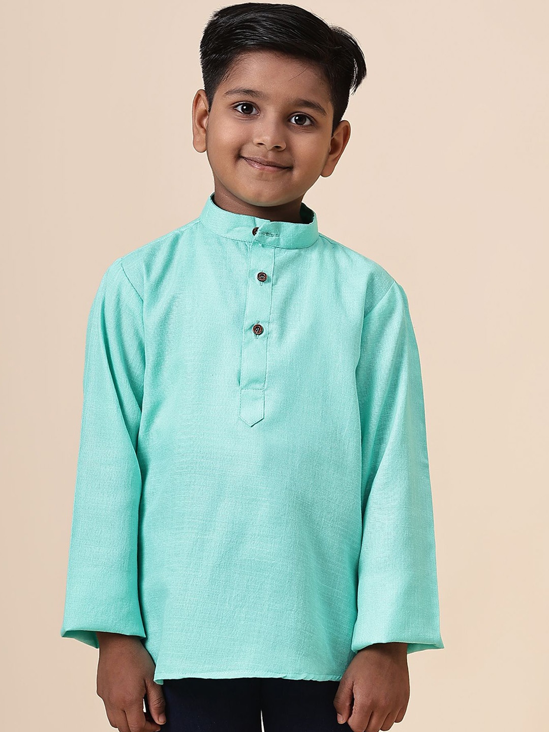 

Anouk Boys Band Collar Straight Kurta, Turquoise blue