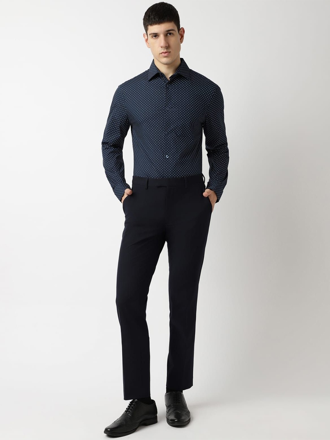 

Marks & Spencer Men Slim Fit Opaque Casual Shirt, Navy blue