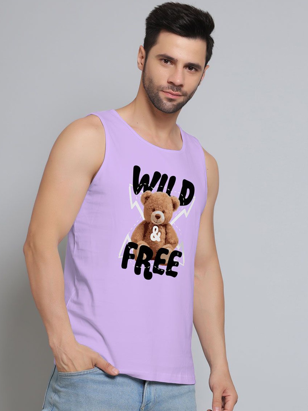 

DAB SHARK Printed Cotton Innerwear Vests DS-SDO-051-PPL-XS, Purple