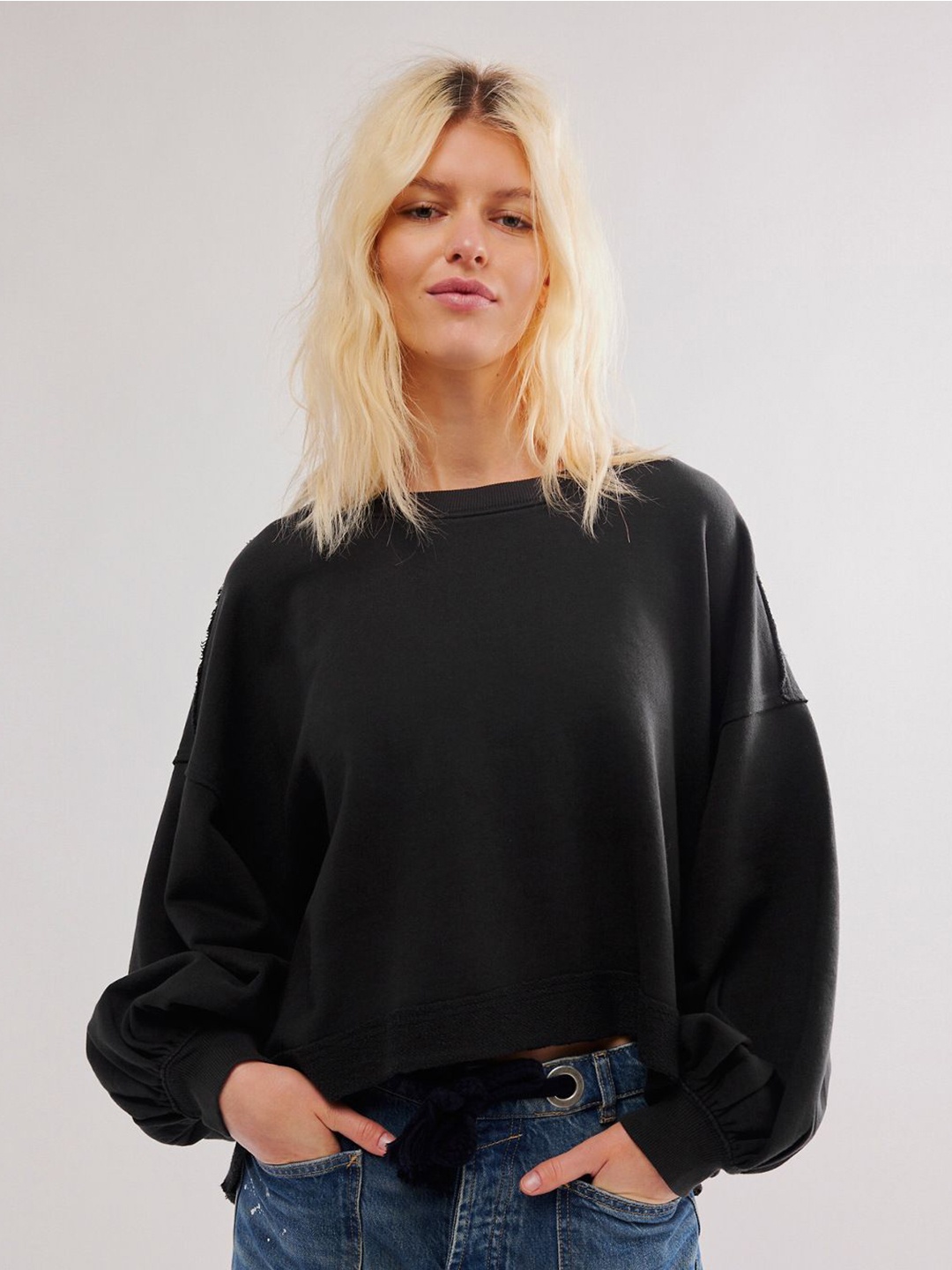 

HERE&NOW Women Printed Sweatshirt, Black