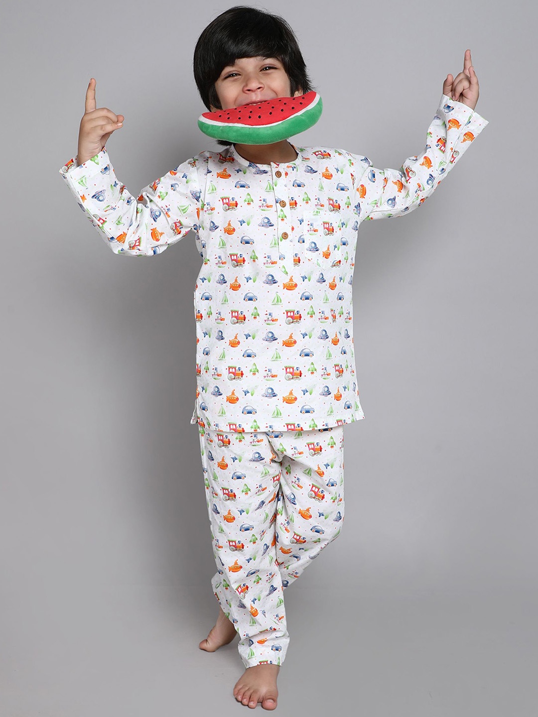 

Little Clothings Unisex Kids Graphic Printed Night suit, Cream
