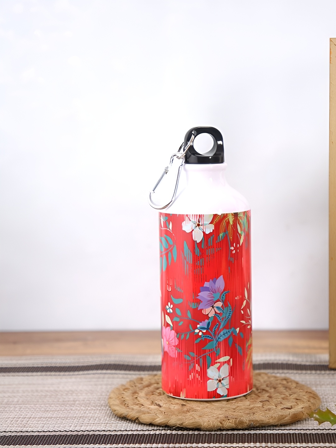 

PENTADECO Red & White Floral Printed Single Wall Vacuum Water Bottle 600 ml