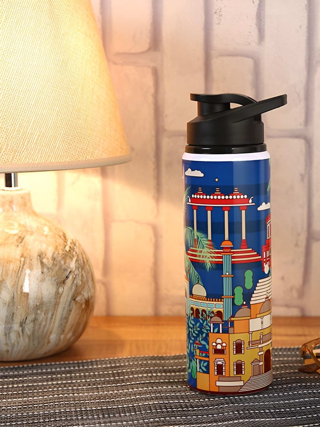 

PENTADECO Blue & Green Printed Single Wall Vacuum Water Bottle 750 ml