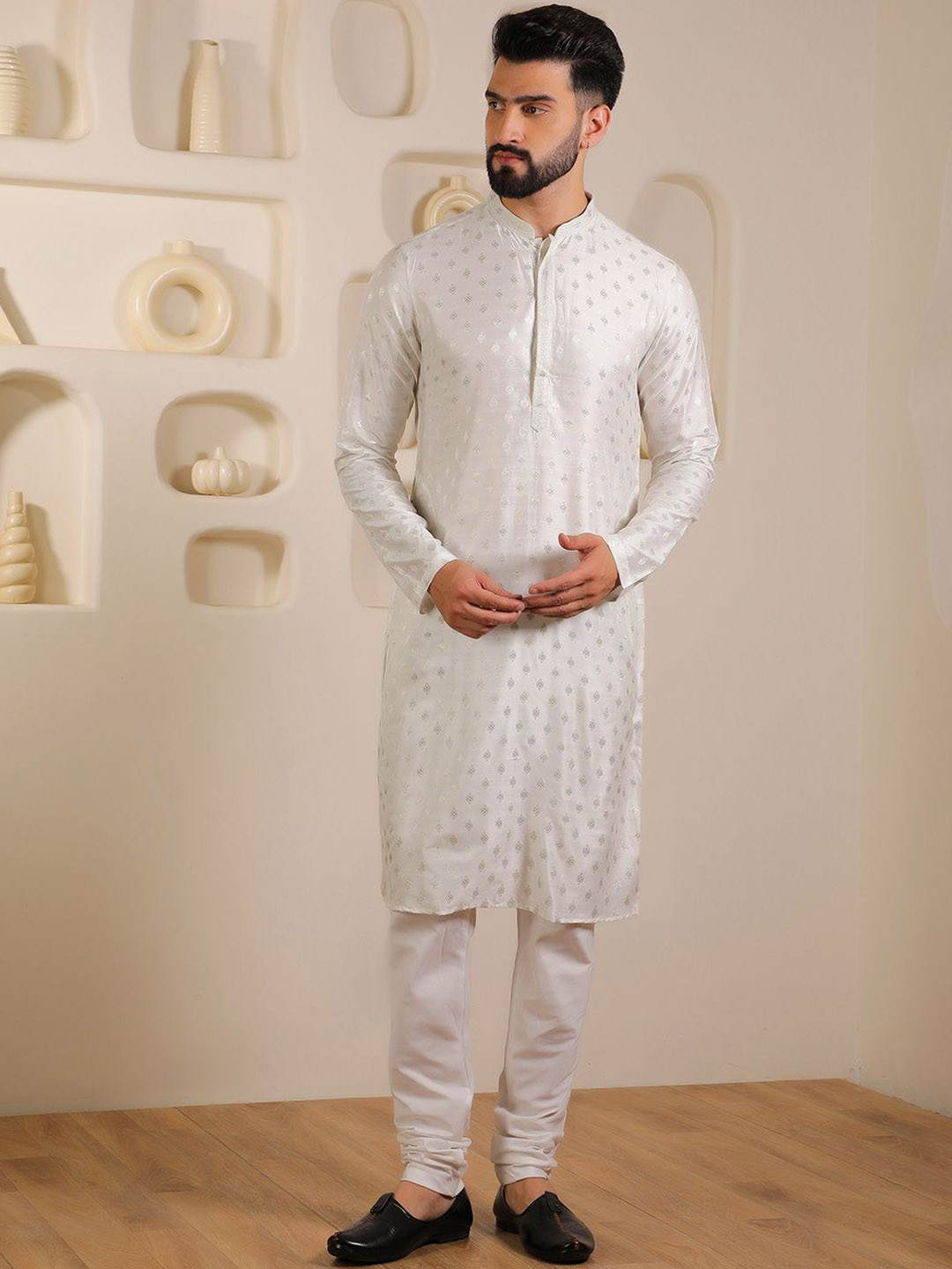 

Anouk Men Regular Kurta with Churidar, White