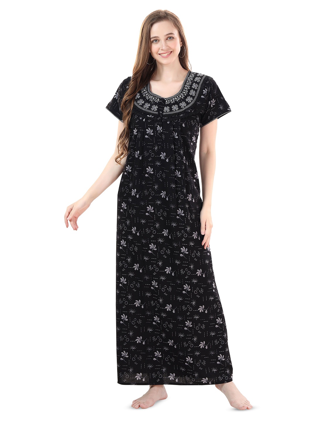 

Soulemo Embroidered Maxi Nightdress, Black