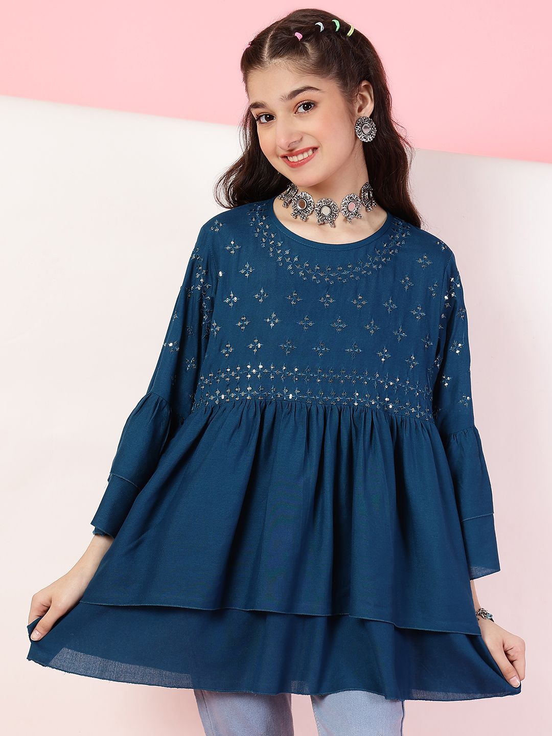 

BAESD Embroidered Top, Blue