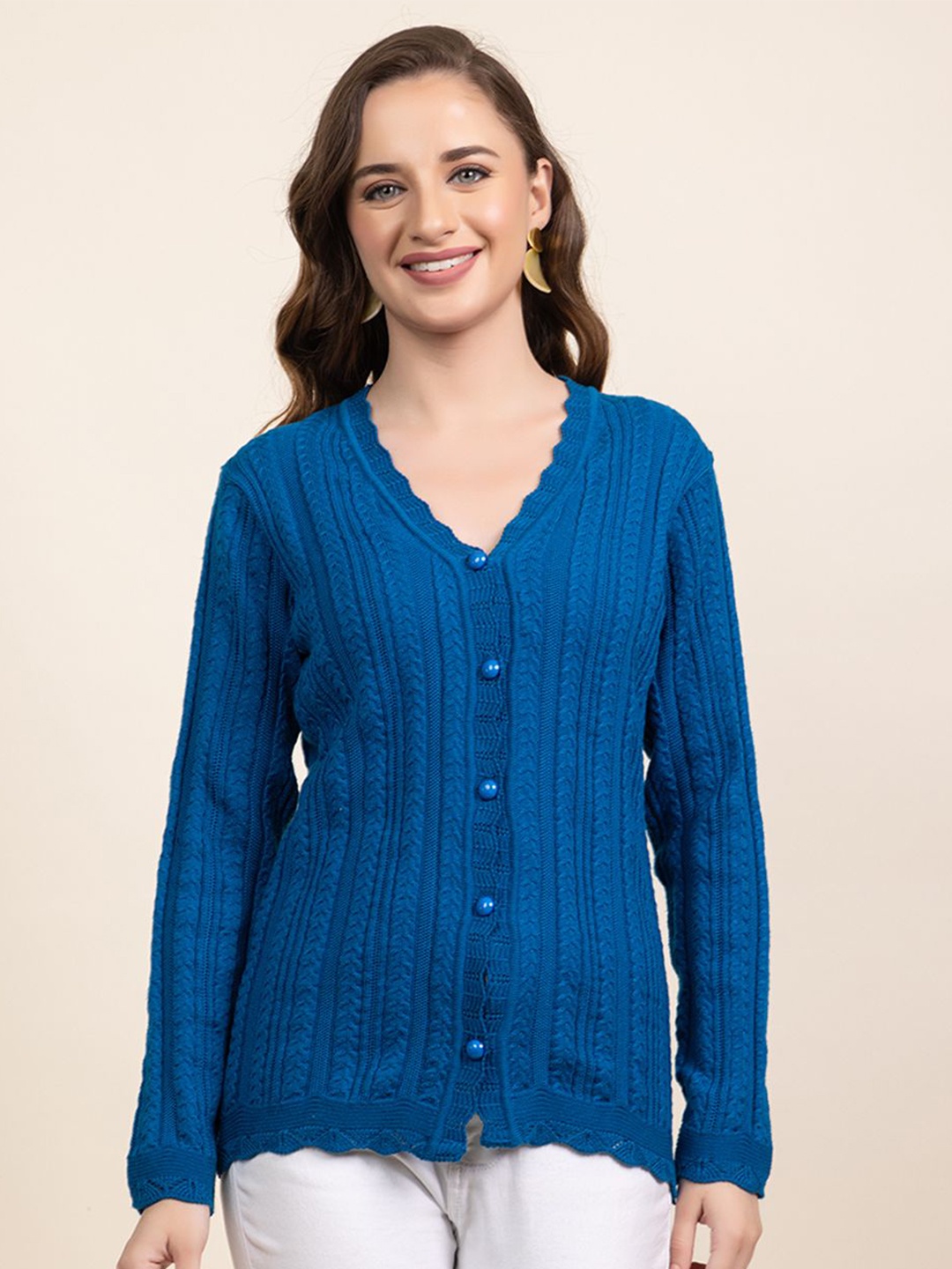 

Anouk Women Cable Knit Cardigan, Blue