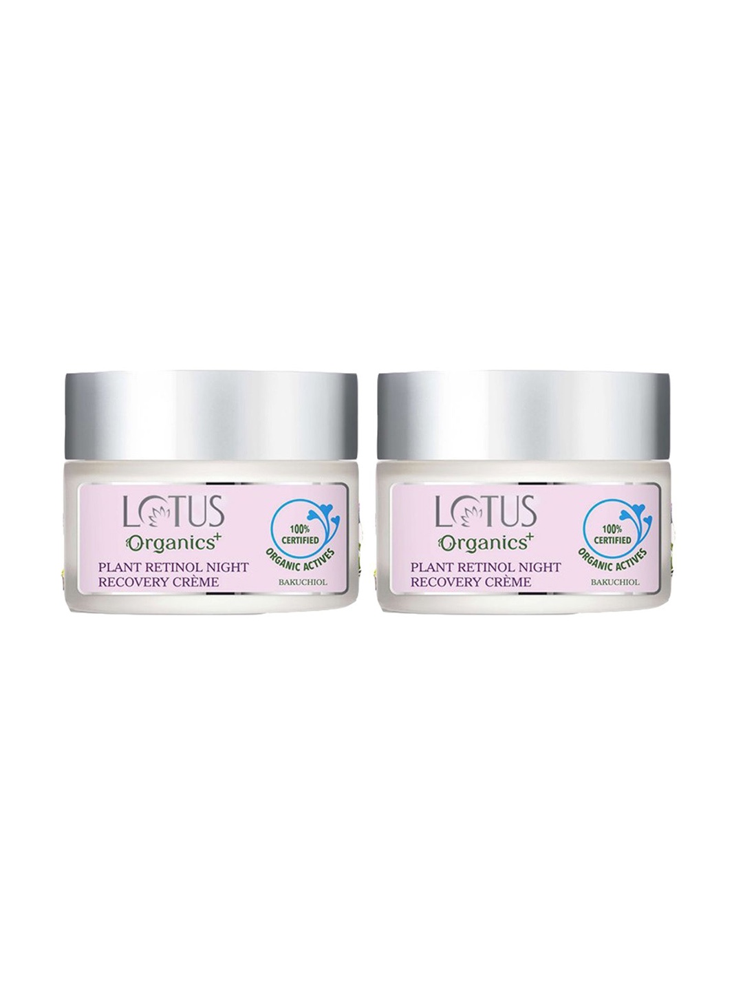 

Lotus Organics+ Set Of 2 Plant Retinol Night Recovery Cream with Bakuchiol - 50g Each, Lavender