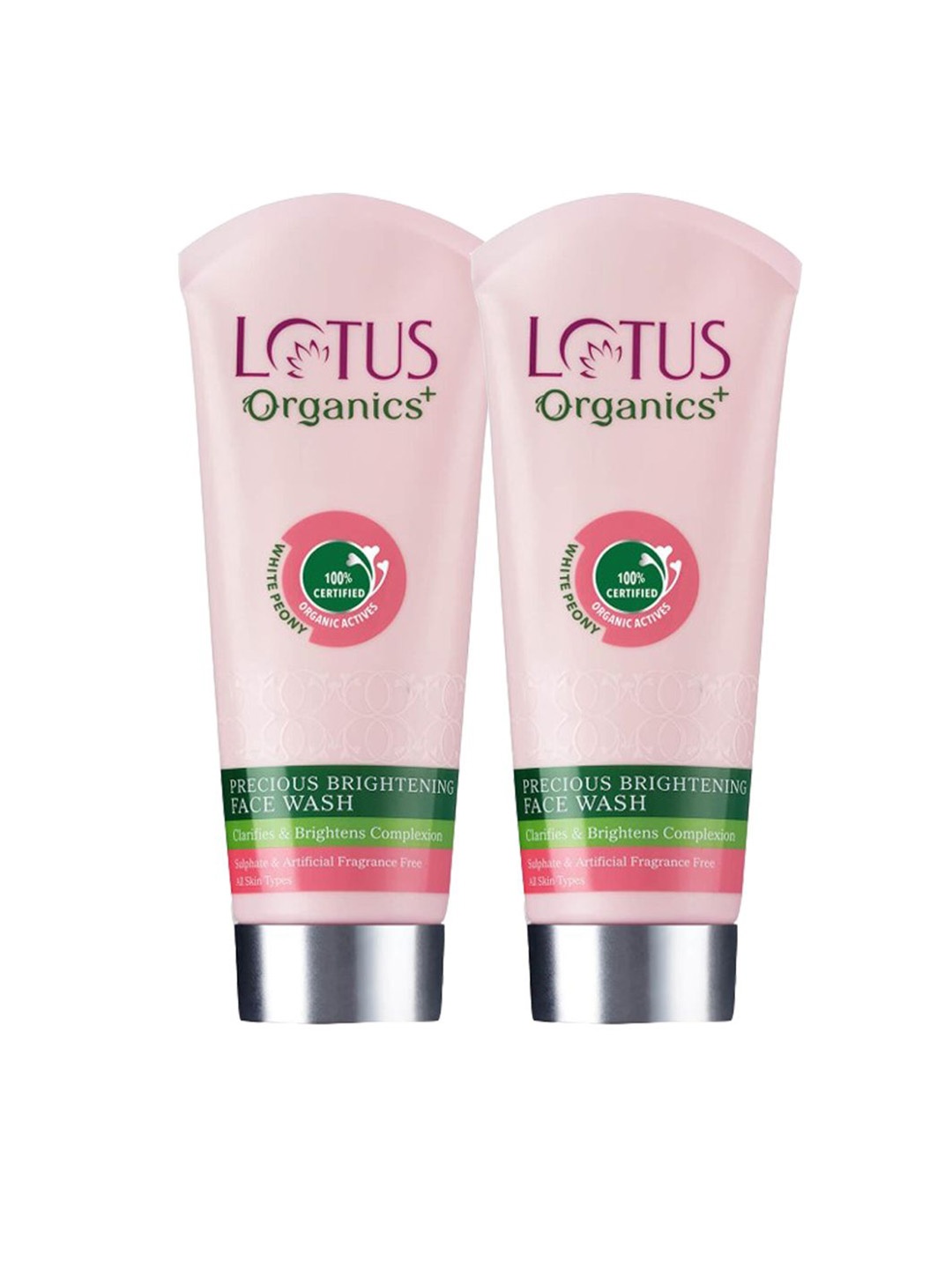 

Lotus Organics+ Set Of 2 Precious Brightening Face Wash - 50g Each, Pink