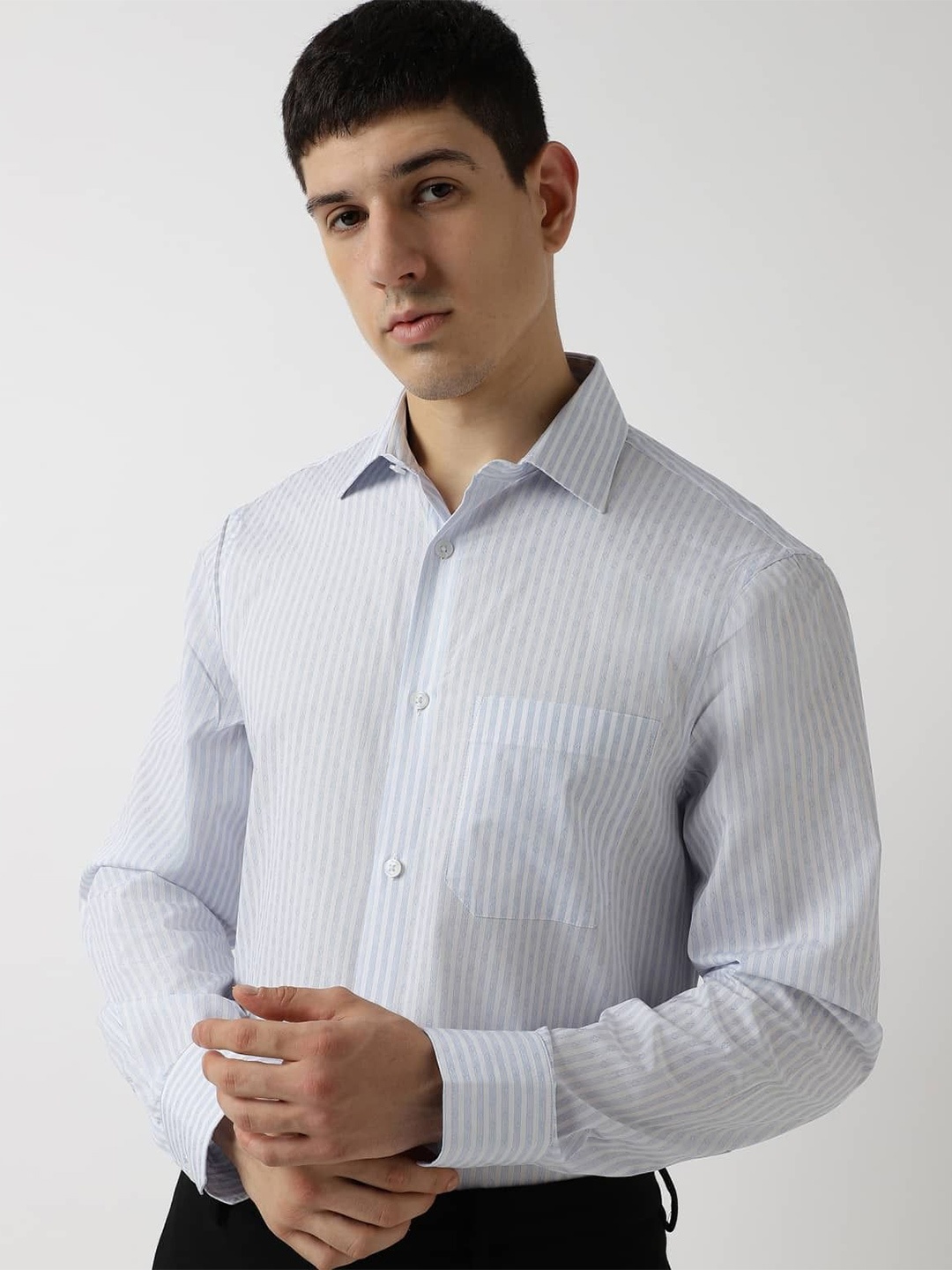 

Marks & Spencer Men Opaque Striped Casual Shirt, Blue