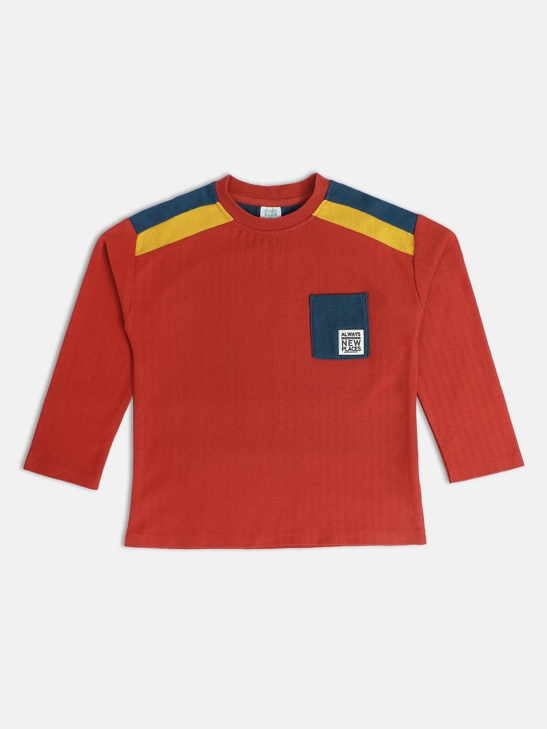

MINI KLUB Boys Solid Round Neck Cotton T-Shirt, Blue