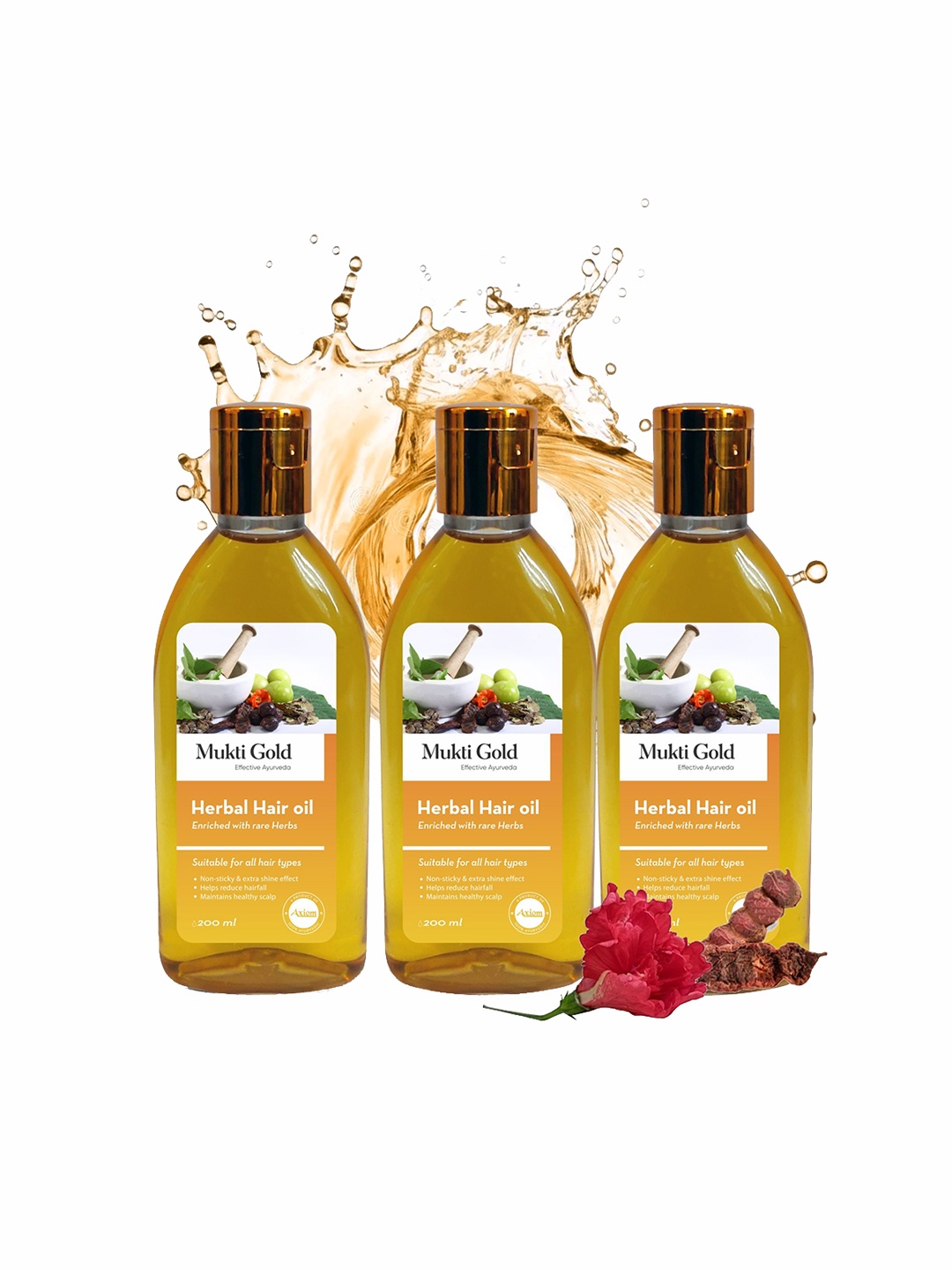 

Axiom Set of 3 Mukti Gold Herbal Hair Oil With Rare Herbs- 200 ml Each