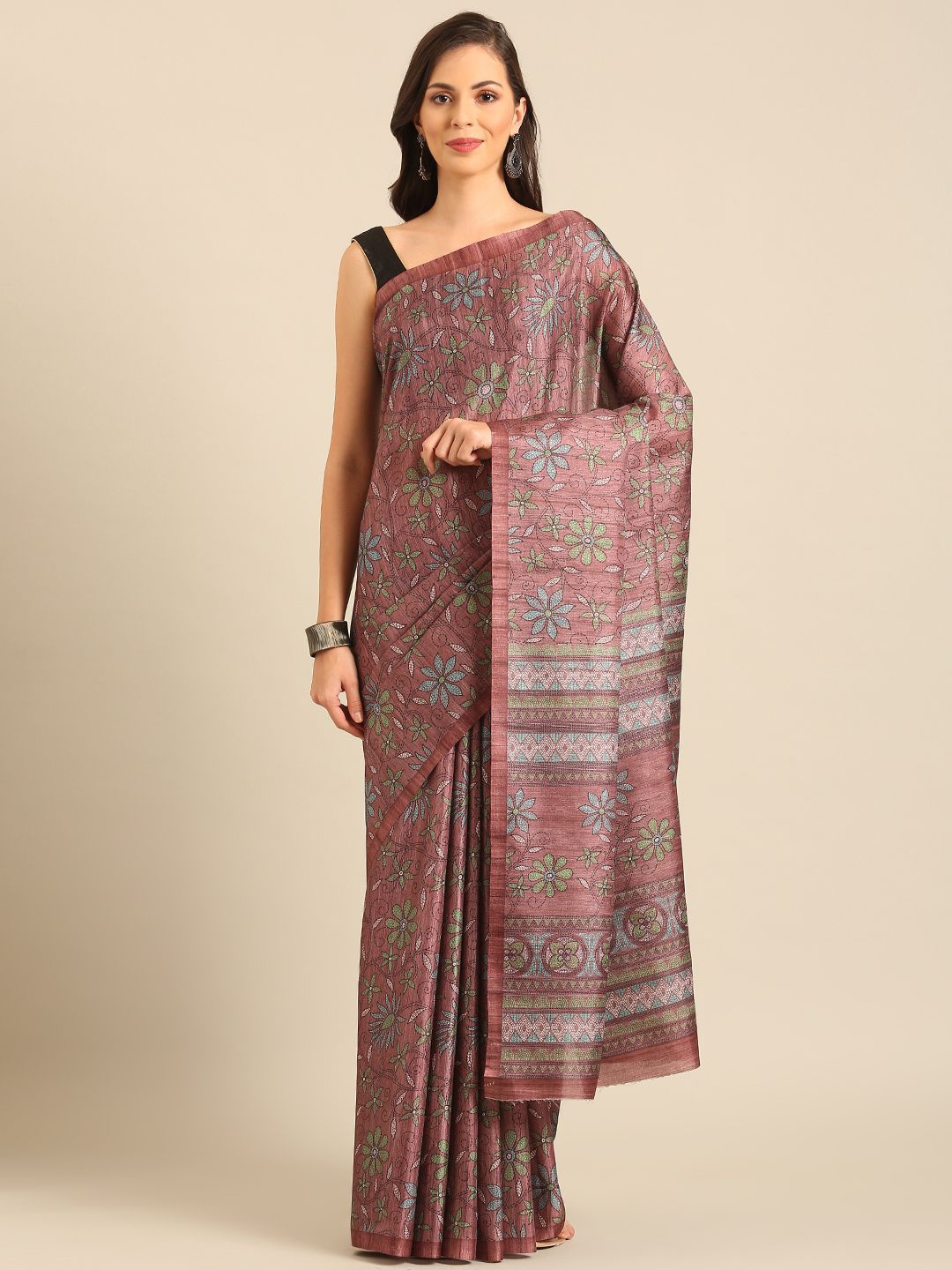 

Ishin Floral Printed Saree, Burgundy