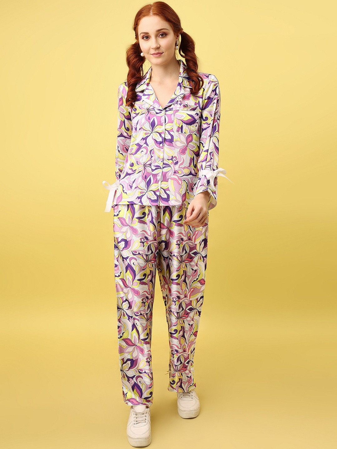 

Amarasha Floral Printed Shirt & Trouser, Lavender