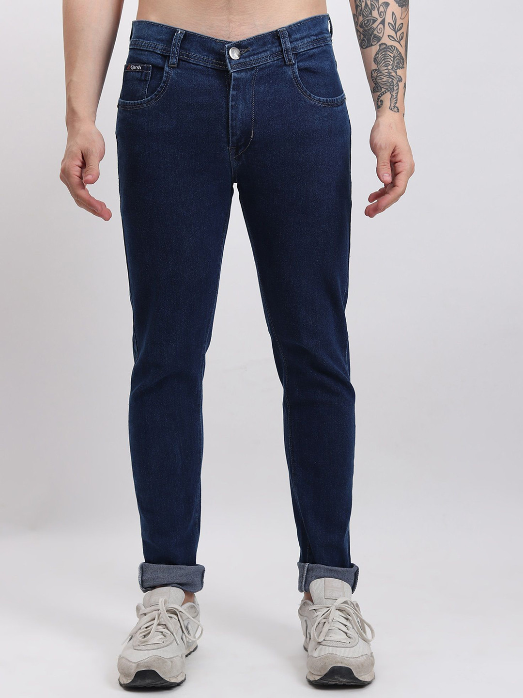 

Qarsh Men Slim Fit Mid-Rise Cotton Stretchable Jeans, Blue