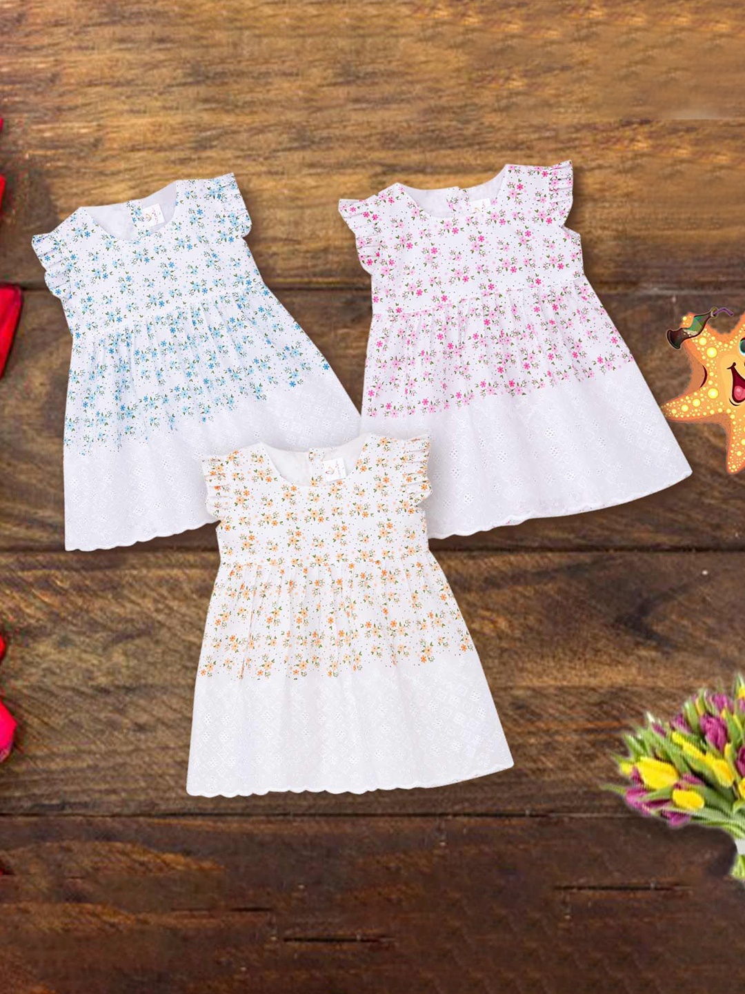 

Babywish Floral Print Flared Sleeve Fit & Flare Dress, Multi