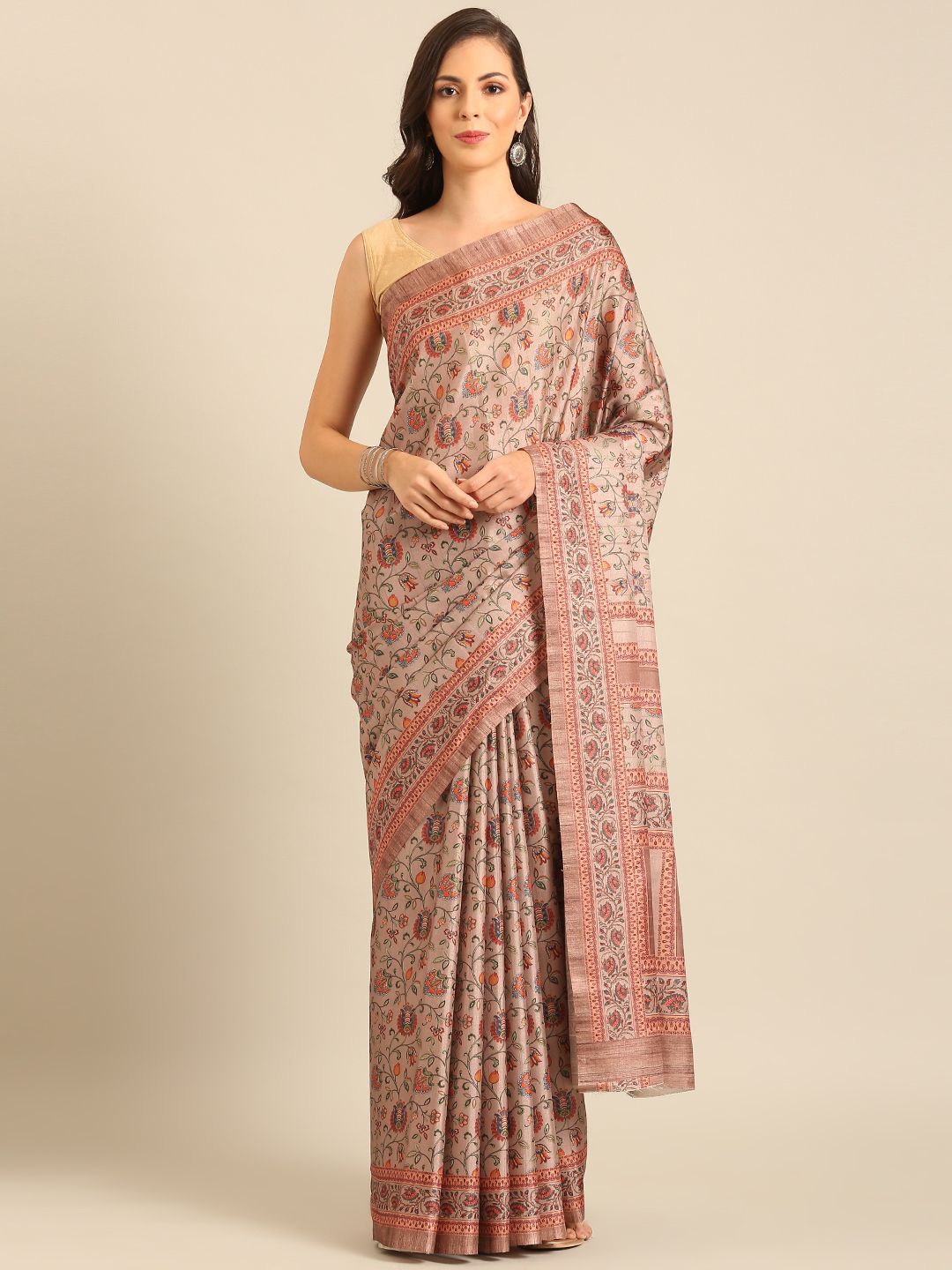 

Ishin Floral Saree, Khaki