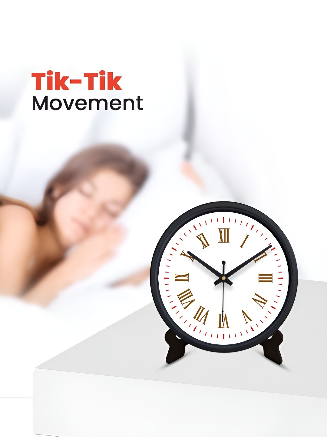 

OLIVE TREE Black & White Printed Contemporary Table Clock