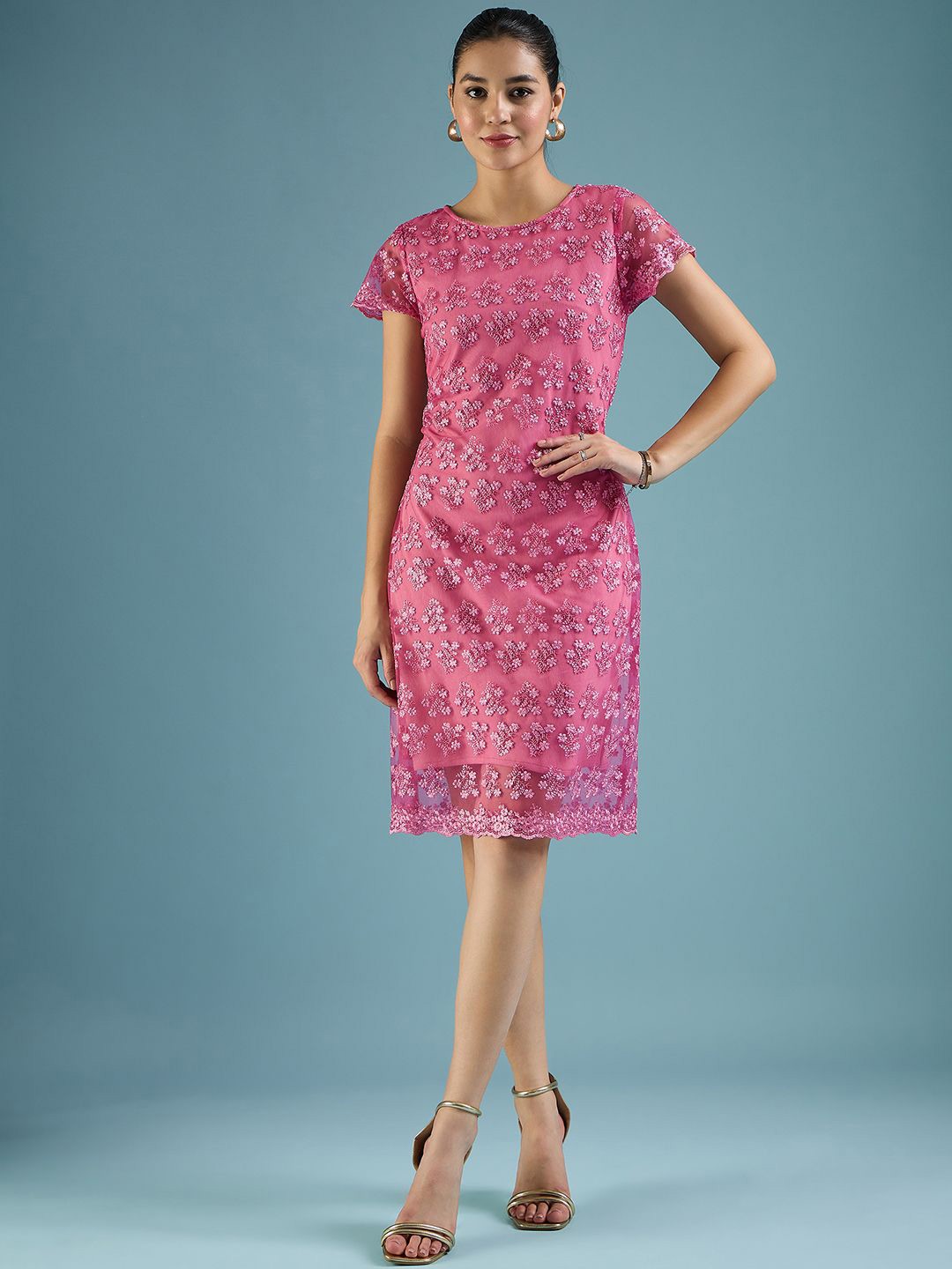 

DressBerry Embellished Net Bodycon Dress, Pink