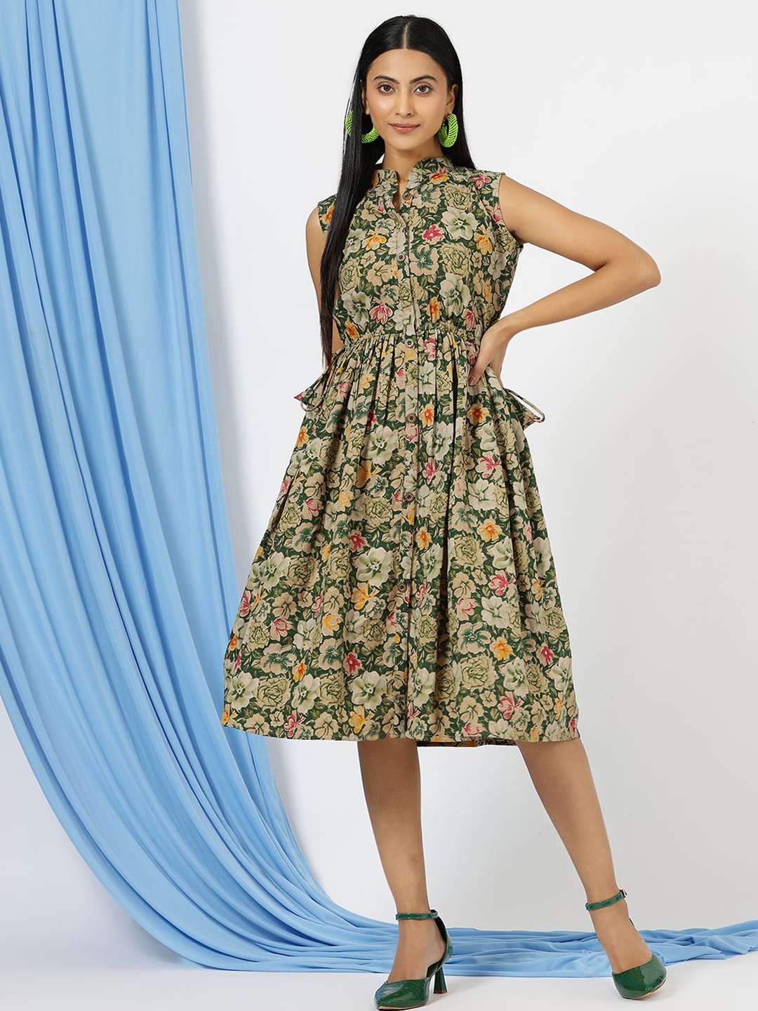

Ekta Textiles Floral Print Midi Dress, Green