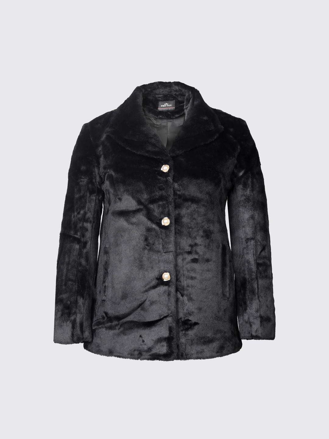 

PROTEX Single Breasted Winter Wear Woolen Coat, Black