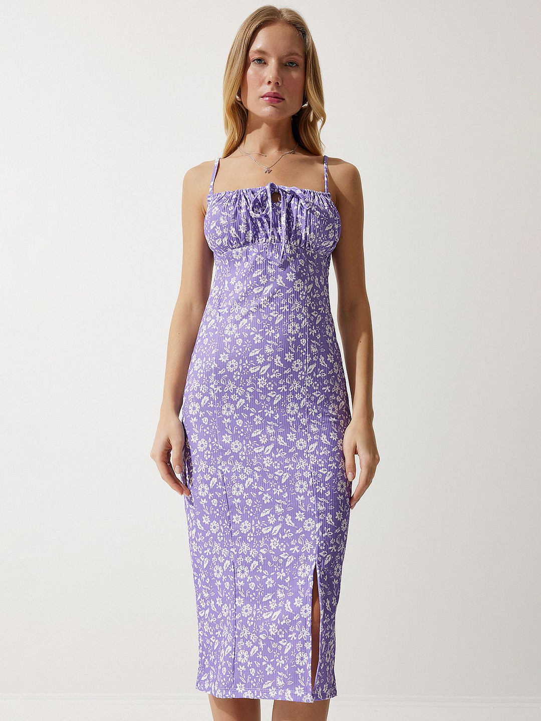 

Happiness istanbul Floral Printed Sheath Midi Dress, Na