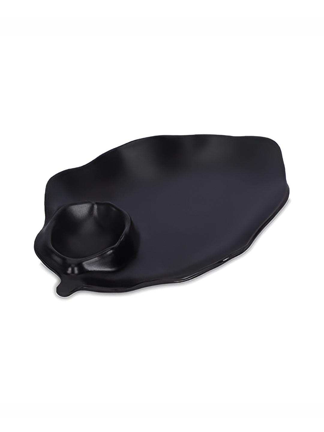 

e kysa Black Maple Leaf Shaped Dishwasher Safe Food Platter