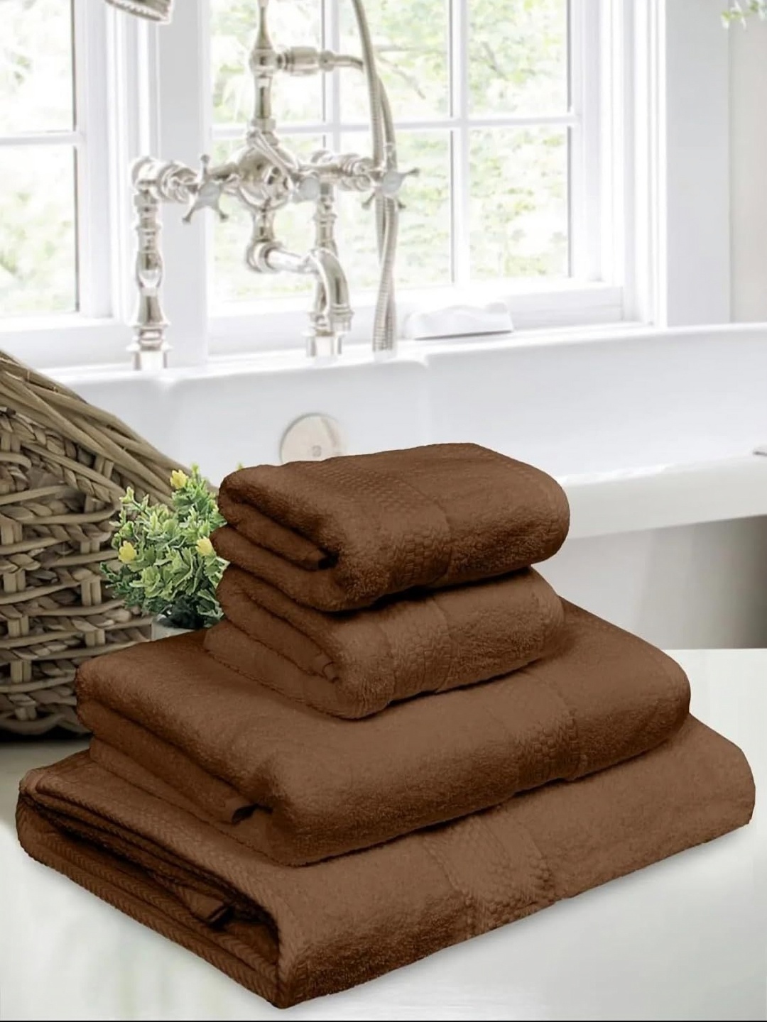 

BOMBAY DYEING Brown 4 Piece Cotton 600 GSM Towel Set