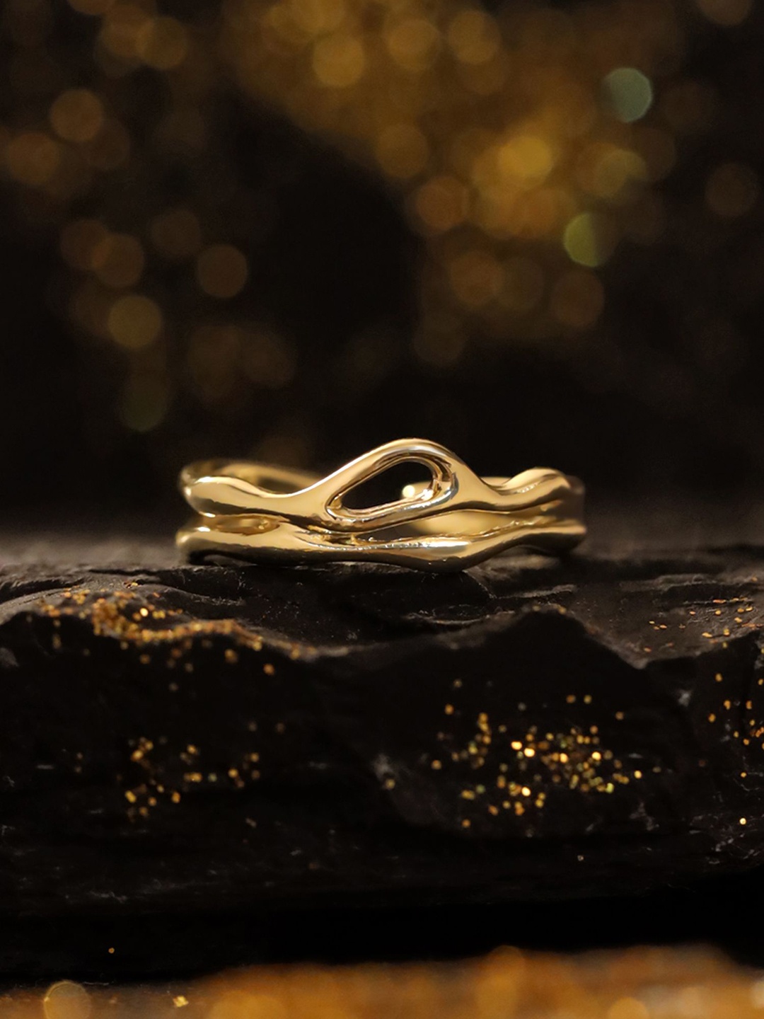 

Yellow Chimes Gold-Plated Chunky Statement Style Finger Ring