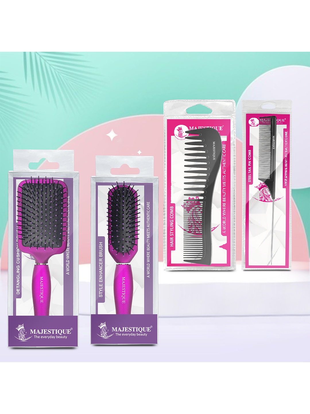 

MAJESTIQUE Perfect Hair Care Brush Set, Purple