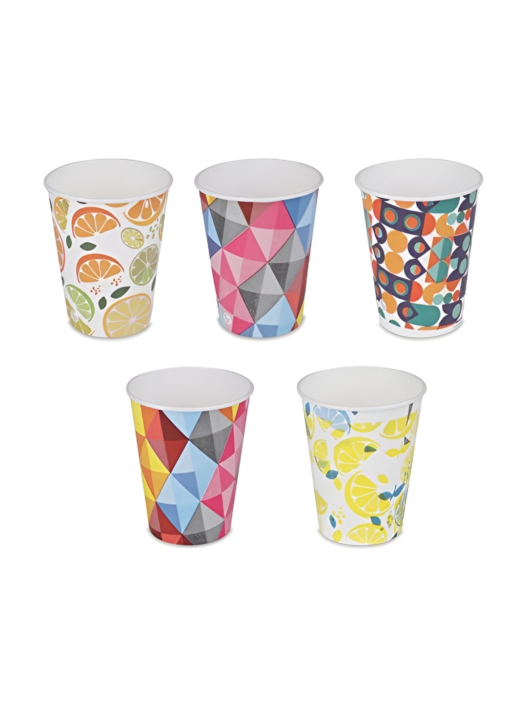

e kysa Set of 50 Printed Disposable Paper Cups - 250 ml, Multi