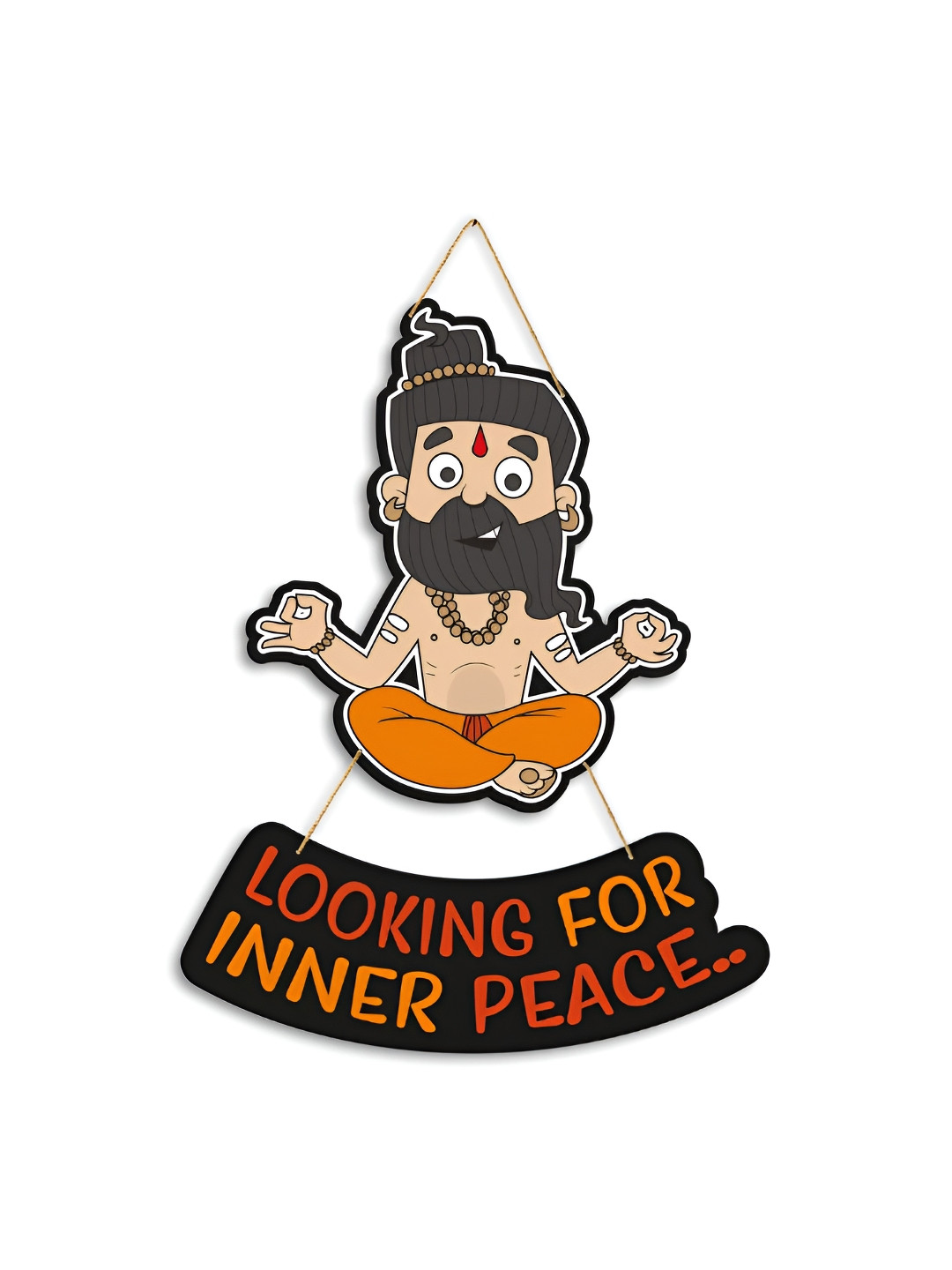 

CLAWCRAFTS Orange-Colored and Beige Wooden Modern Wall Hanging