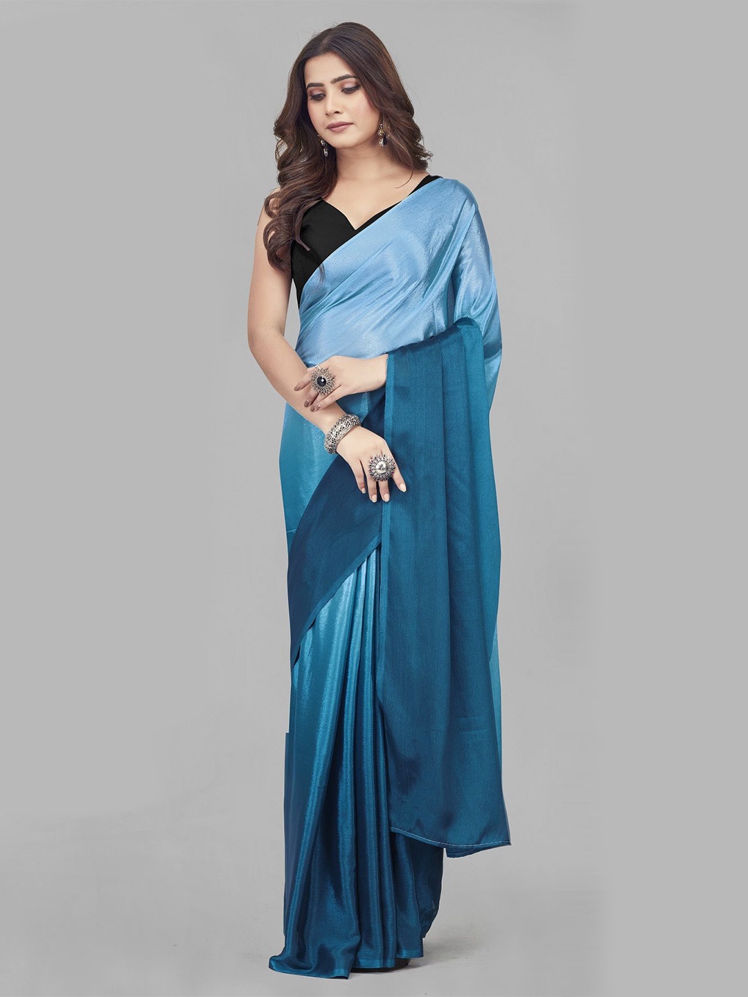 

Aika Ombre Pure Chiffon Saree, Teal