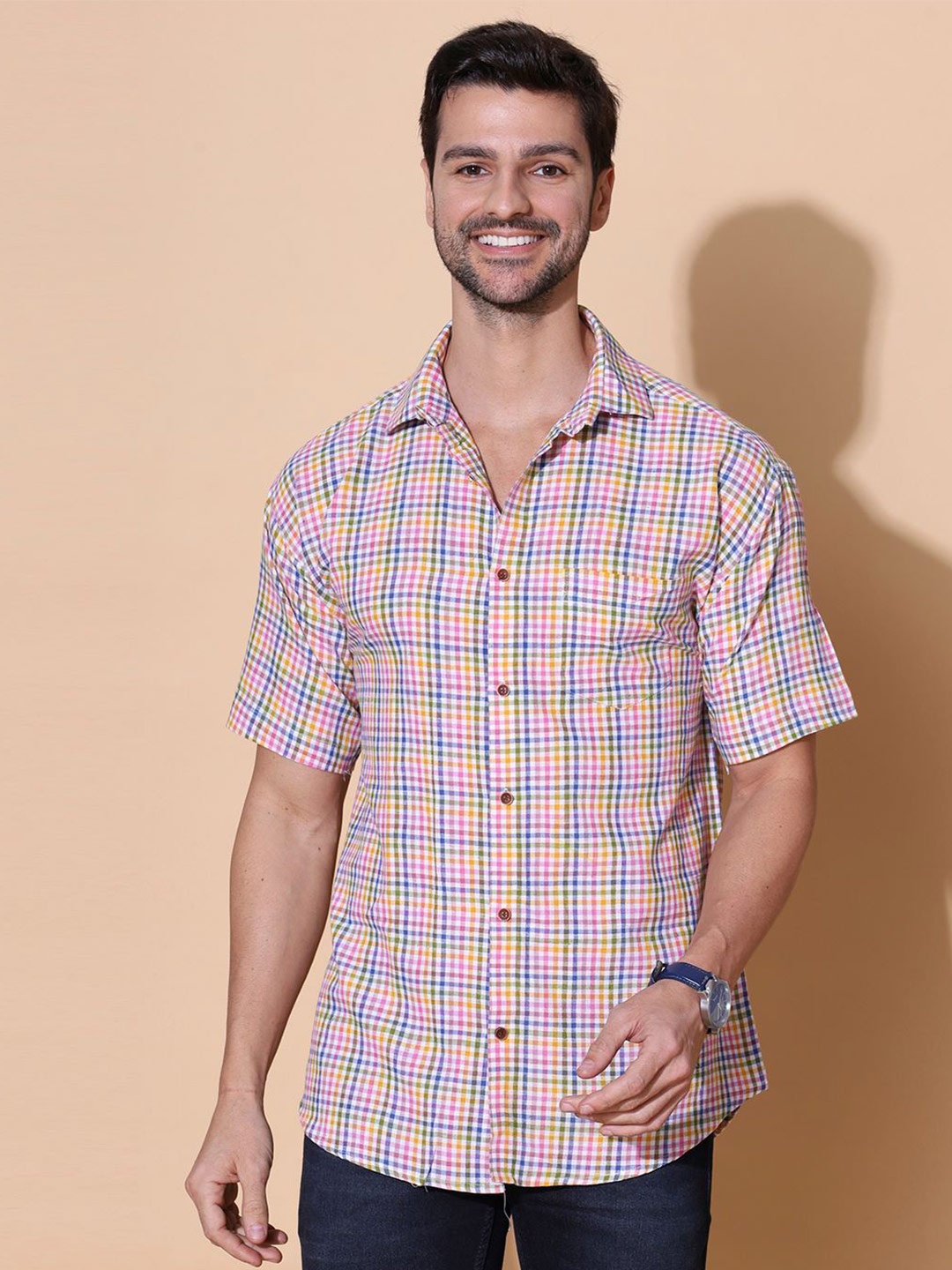 

MOSHI Men Comfort Tartan Checks Opaque Checked Casual Shirt, Multi